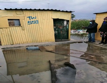 Flooding aftermath in informal settlement